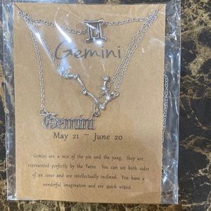 ♊️ Silver Gemini Plated Necklace 3 Layer Brand New Sealed